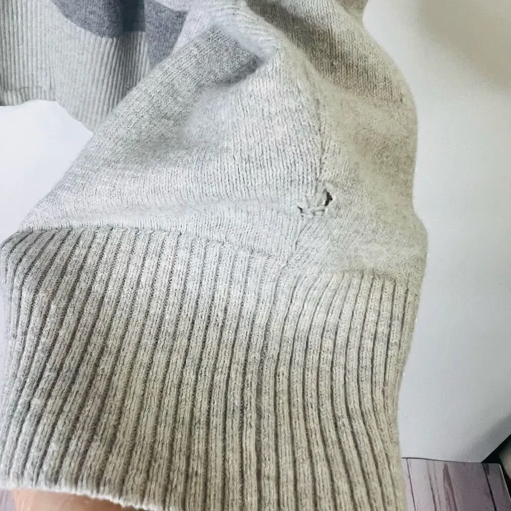 The North Face Gray Striped Cotton Nylon Wool Blend Sweater